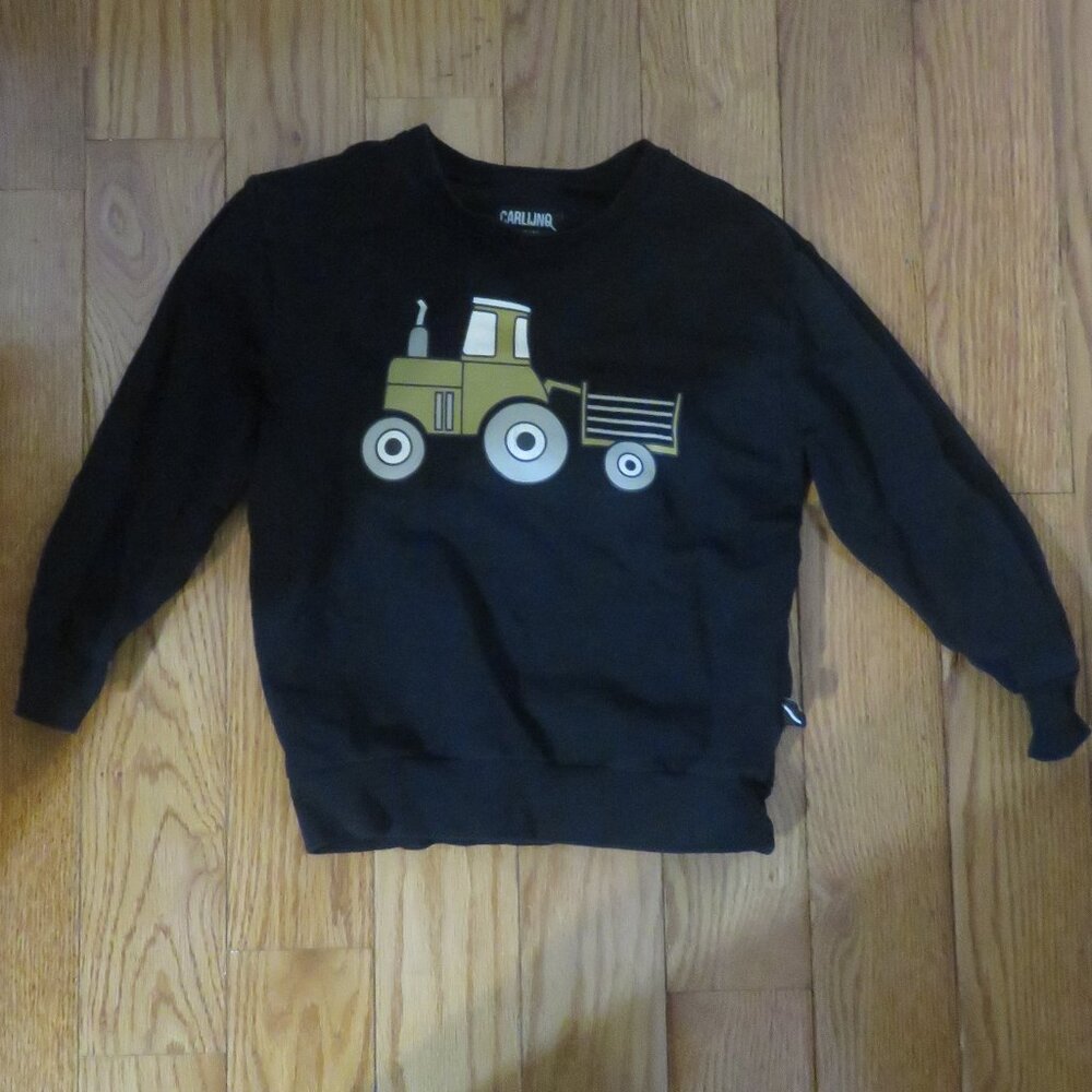 Carljinq Black Sweater with Tractor Motif